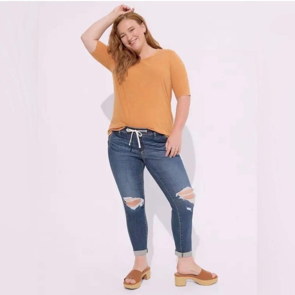 Torrid Blue Ripped Boyfriend Jeans